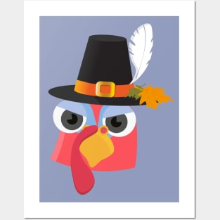 Funny thanksgiving pilgrim turkey Posters and Art